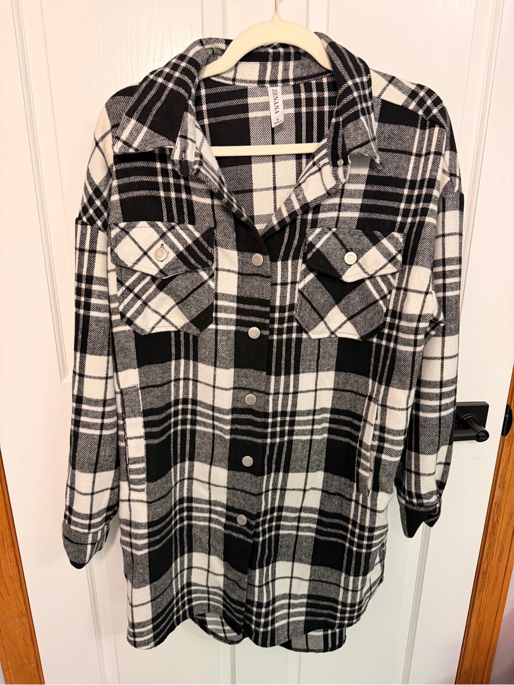 Black & White Plaid Shacket by Zenana